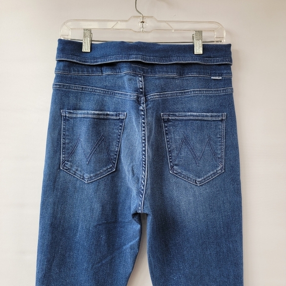 Mother Triple Stack Looker Wish on a Star Jeans Size 31 Blue High Waist Tie - Picture 9 of 16
